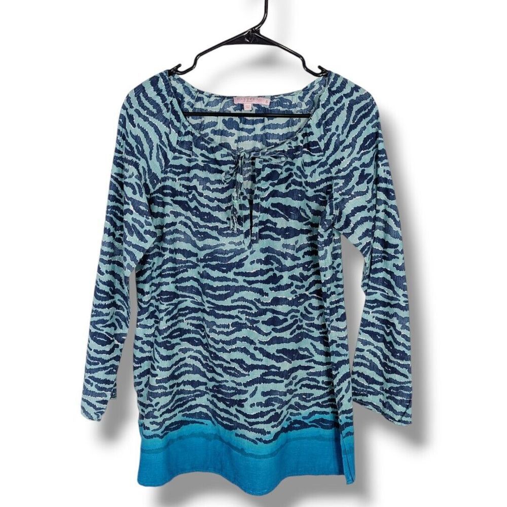 Calypso St Barth Tunic Dress S Animal Print Beachy Boho Vacation Cotton